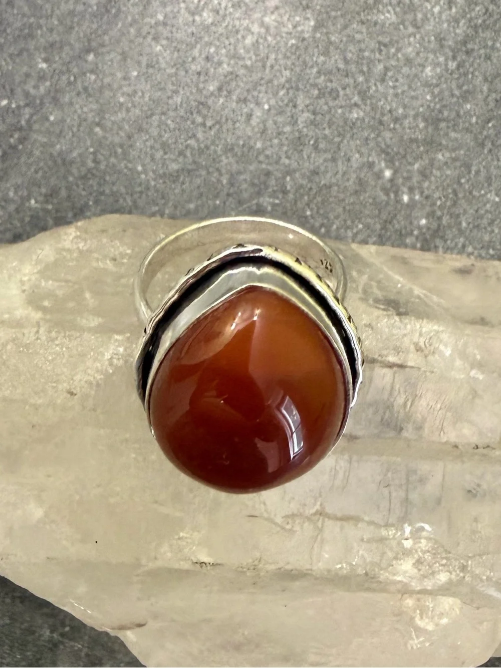 Genuine Carnelian Gemstone Cocktail Ring
